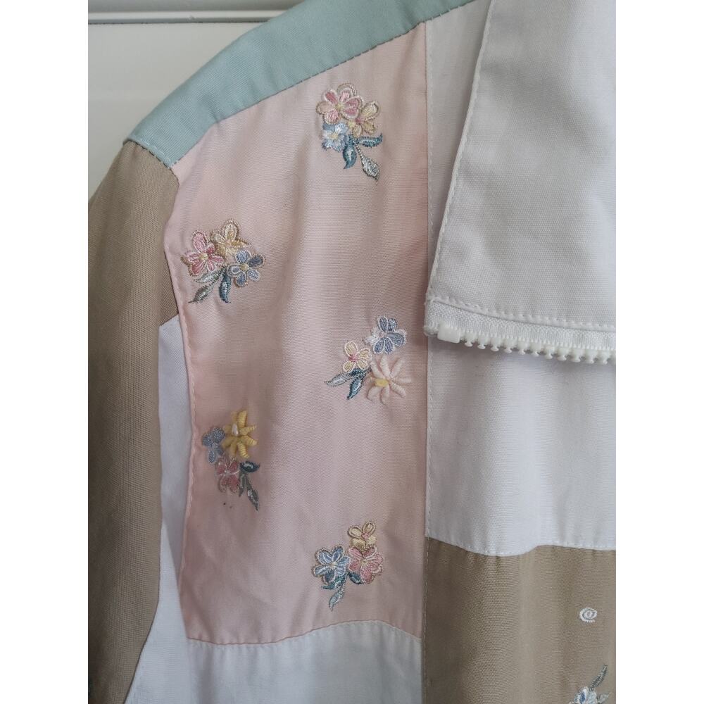 Vtg Y2K Cottagecore Patchwork Gmacore Jacket floral embroidery wht/pink Size  M - Picture 4 of 12